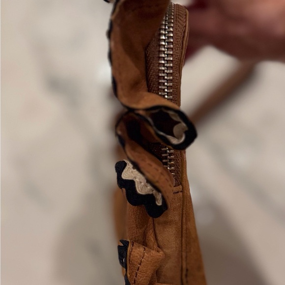 Loeffler Randall Clutch Wristlet Coastal Cowgirl Brown Suede Ruffled Trim NWOT - Picture 12 of 15